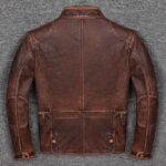 Heavy Motorcycle Jacket Mens Pure Top Layer Cowhide Genuine Leather Jacket For Men. - Image 3