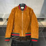 Gucci Leather Suede Bomber Jacket for Men With Authentic Packing.