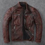 Men's Vintage A2 Bomber AIR Force Style Waxed Tan Brown Real Leather (Cow) Jacket.