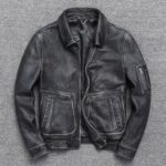 Men's Vintage Bomber Style Leather (Cow) Jacket.