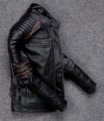 Heavy Motorcycle Jacket Mens Pure Top Layer Cowhide Genuine Leather Jackets For Men. - Image 2