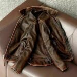 Heavy Motorcycle Jacket Pure Top Layer Cowhide Genuine Leather Jackets For Men. - Image 3