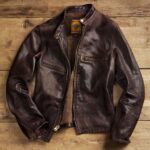 Mens Biker Vintage Motorcycle Distressed Brown Cafe Racer Leather Jacket