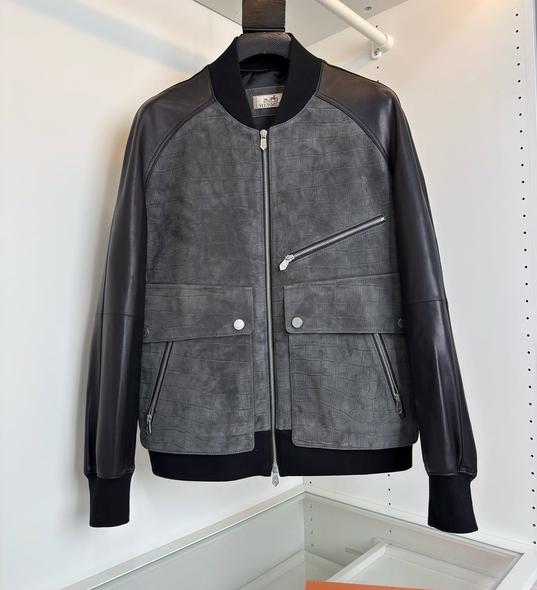 2025/10/1000100465-1.jpg Hermes Leather (Suede) Jacket For Men. - Image 1