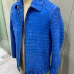 Stylish Suede Crocodile Leather Bomber Jackets.