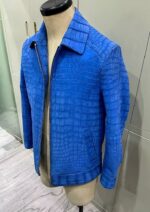 Stylish Suede Crocodile Leather Bomber Jackets.