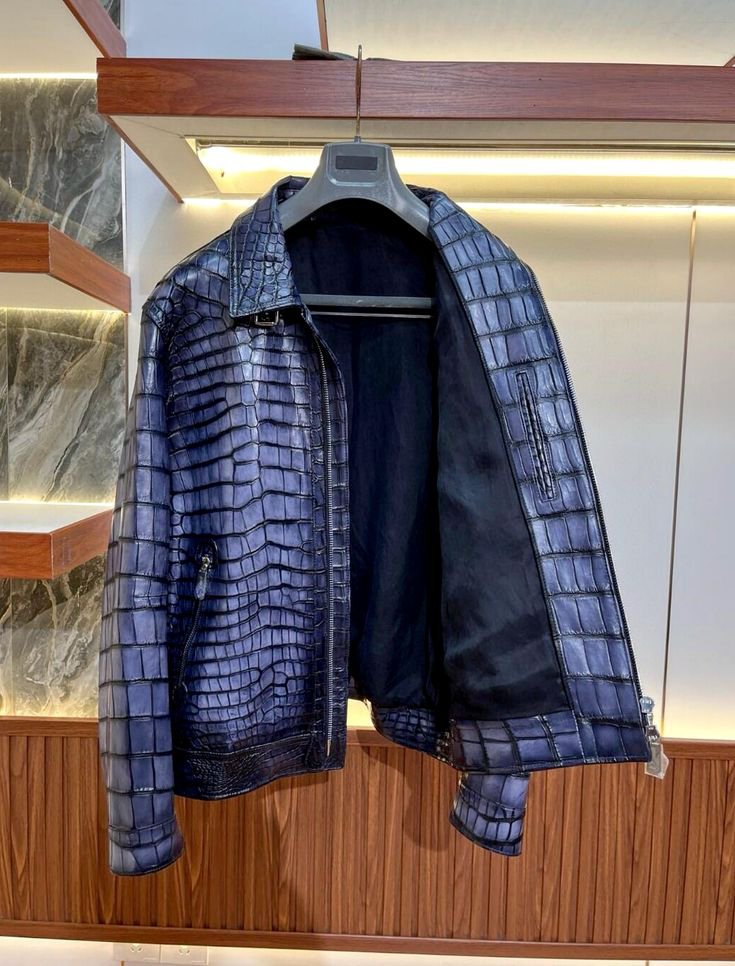 2025/10/1000608772.jpg Brucegao Leather (Crocodile) Jacket For Men With Original Packing. - Image 1
