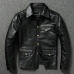 Oil Max Top Layer Leather Jacket Male Brakeman Casual Lapel Dispatcher Horse Leather Jacket.